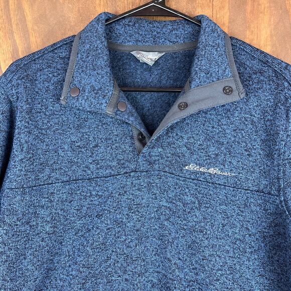 Eddie Bauer Mens Sweatshirt Blue Radiator Fleece Snap Mock Neck Long Sleeve M - Picture 2 of 13
